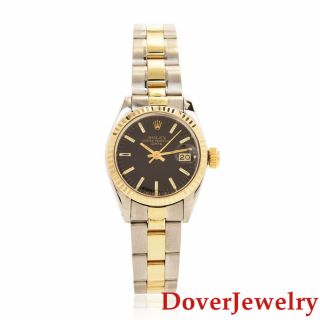 Vintage Rolex Oyster Perpetual Date 14K Yellow Gold Stainless Steel Watch NR 2