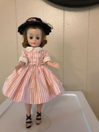 Vintage Madame Alexander Cissette Doll Tagged Pink Striped Daydress With Hat