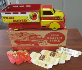 Vintage Marx Deluxe Delivery Truck Pressed Steel Near W/original Box