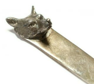 Vintage Or Antique Silver Foxes Head Letter Opener