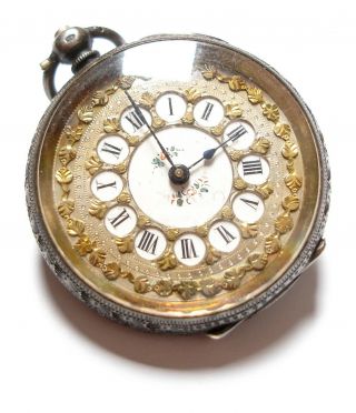 Antique Victorian Or Edwardian Silver Fob Pocket Watch