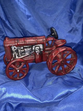 Antique Cast Iron Fordsum Toy Tractor Ford Red Vintage Farm Toys Hubley