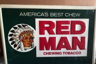 Red Man Chewing Tobacco Tin sign - Vintage 1960’s Tobacco Advertisement, 2