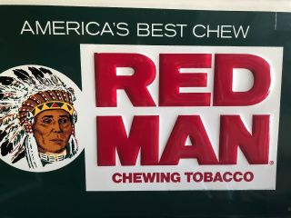 Red Man Chewing Tobacco Tin sign - Vintage 1960’s Tobacco Advertisement, 4