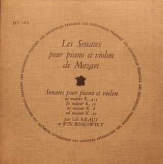 Ultra Rare French Lp Lili Kraus / Willi Boskowsky Mozart 4 Violin Sonatas Df188