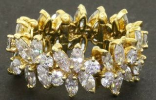 Designer Vintage 18k Gold 5.  0ct Vs Marquise Diamond Floral Eternity Band Ring