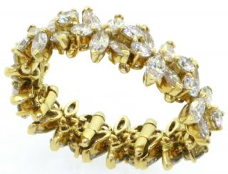 Designer vintage 18K gold 5.  0CT VS Marquise diamond floral eternity band ring 4