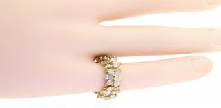 Designer vintage 18K gold 5.  0CT VS Marquise diamond floral eternity band ring 5