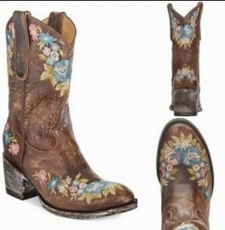 Anna Sui Old Gringo Leather Vintage Floral Brown Brass Western Cowboy Boho 7.  5