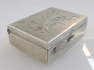 Vintage 925 Sterling Silver Floral Engraved Hinged Pill Box Ob