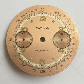 Vintage Salmon Doxa Chronograph Dial For Caliber Valjoux 22 - 40 