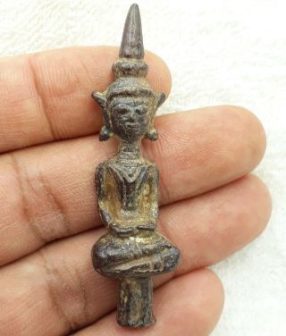 Rare Amulet Phra Yodthong Changsan Laos Buddha Statue Bronze