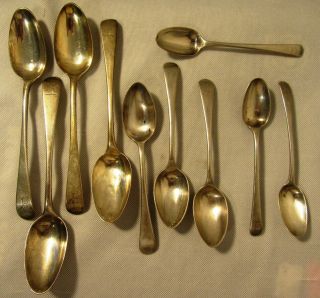 10 London Sterling Silver Spoons By William Seaman Hallmarked 1803