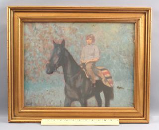 Vintage Peter Howell Impressionist Equestrian Horse & Rider Oil Painting,  Nr