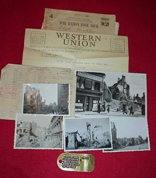 Vintage Ww2 Wwii Us Dog Tag France Photos Postcard Idd Named Grouping