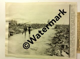 Press Photo Of Hiroshima In Ruins After Atomic Bomb.  Photo Size,  10x8