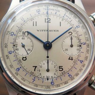 Vintage Wittnauer Valjoux 71 Triple Register Chronograph Watch 38mm All