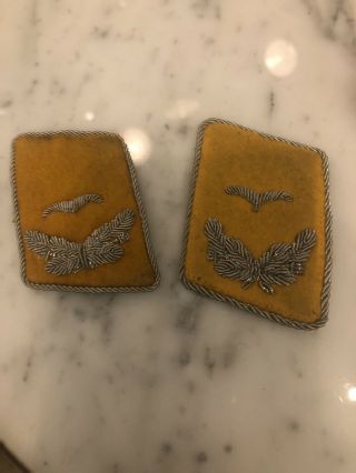 Ww2 German Luftwaffe Collar Tabs,  Flieger,  Yellow,  Uniform,  Bullion