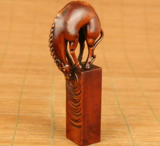 Antique Old Boxwood Collectable Statue Figure Netsuke Seal Sexy Noble Gift Aa