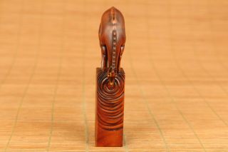 antique old boxwood collectable statue figure netsuke seal sexy noble gift AA 2