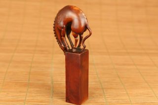 antique old boxwood collectable statue figure netsuke seal sexy noble gift AA 3