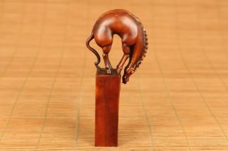 antique old boxwood collectable statue figure netsuke seal sexy noble gift AA 5