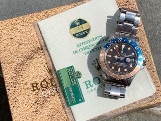 Vintage Rolex 1675 Gmt Master Tropical Dial Box And Papers