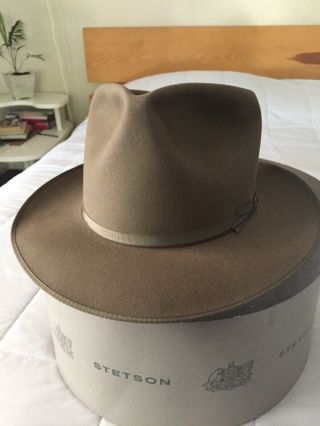 Stetson 1940s Open Road 7 3/8 Light Brown Green Tent Thin Ribbon