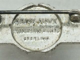 Vintage WW2 Sterling Silver Pin Army Navy Production Award Home Front 4