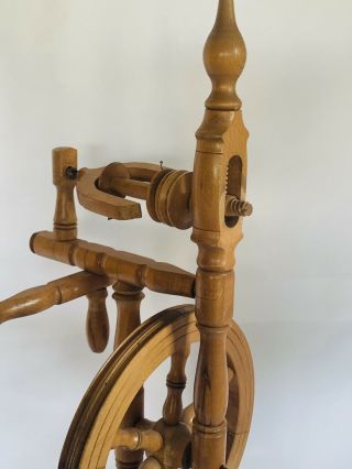 Vintage / Antique Spinning Wheel Wooden Sewing Spool Spin Brush Wool 3