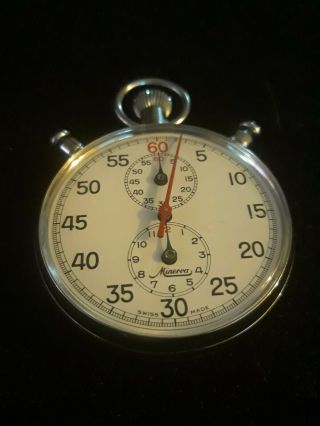 Vintage Minerva Rattrapante Split - seconds Stopwatch 5