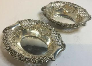 Antique Solid Silver Art Nouveau Nut Candy Pin Bon Bon Dishes.  1898.