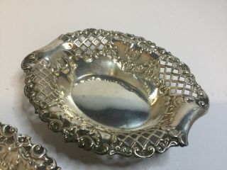 Antique Solid Silver Art Nouveau Nut Candy Pin Bon Bon Dishes.  1898. 2