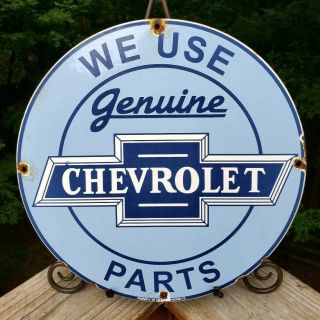 Vintage Chevrolet Parts Porcelain Enamel Dealership Sign Chevy