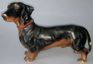 Rare vintage Hubley PA USA cast - iron Dachshund dog door stop 3