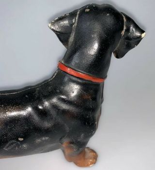 Rare vintage Hubley PA USA cast - iron Dachshund dog door stop 6