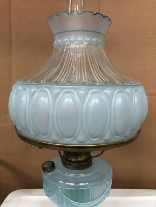 RARE Aladdin Short Lincoln Drape Kerosene Oil Lamp BLUE MOONSTONE 1 of 250 NOS 3