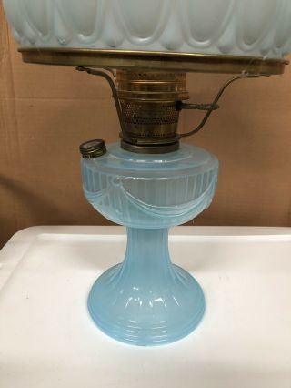 RARE Aladdin Short Lincoln Drape Kerosene Oil Lamp BLUE MOONSTONE 1 of 250 NOS 6