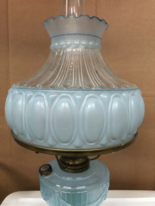 RARE Aladdin Short Lincoln Drape Kerosene Oil Lamp BLUE MOONSTONE 1 of 250 NOS 7