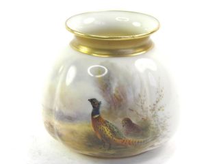 Antique Royal Worcester Jas Stinton Vase Hand Painted Birds In Landscape 158