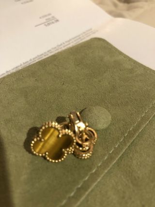Van Cleef & Arpels Vintage Alhambra earrings Yellow gold,  Tiger’s Eye Authentic 3