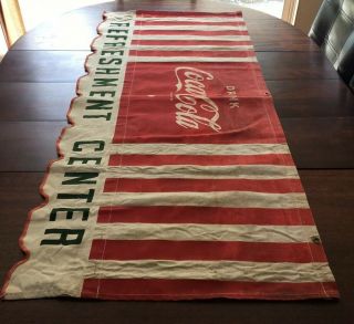 Rare Drink Coca Cola Refreshment Center Canvas Awning Store Sign Vintage 1940’s 5