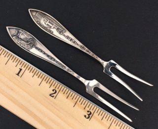 Antique Sterling Silver Souvenir Pickle Olive Forks Butter Knifes State Capitals 2