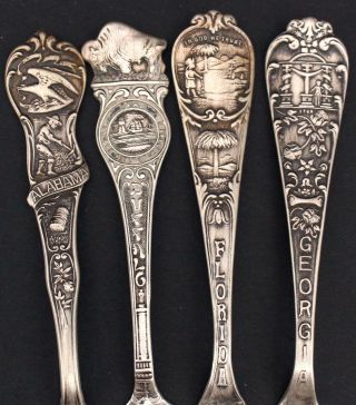 Antique Sterling Silver Souvenir Pickle Olive Forks Butter Knifes State Capitals 7