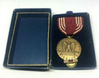 Ww2 Wwii Us U.  S.  Good Conduct Medal,  Army,  Cased,  Navy,  Bar,  Award,  Ribbon