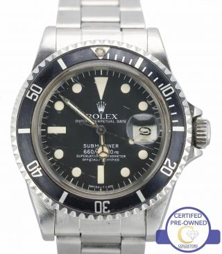 Vintage 1979 Unpolished Rolex Submariner Date White 1680 Matte Black Dive Watch