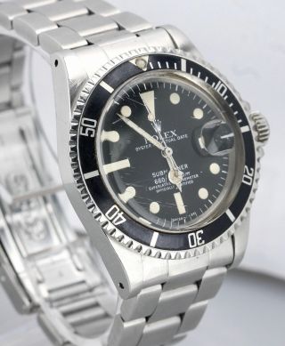 Vintage 1979 UNPOLISHED Rolex Submariner Date White 1680 Matte Black Dive Watch 4