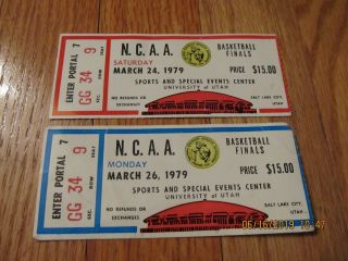 Rare 1979 Ncaa Final Four Basketball Tournament Semi & Final Ticket Stubs