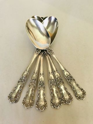 Gorham Sterling Silver Buttercup 5 O’clock Spoons Old Mark Set Of 6 Mono B