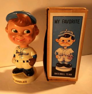 Vtg 1960s L.  A.  Dodgers Bobblehead 4 " Japan W Box